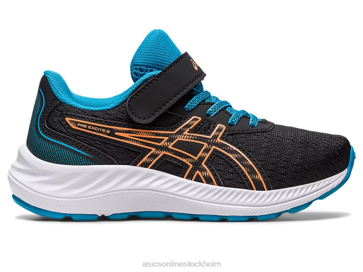 Asics pre excite 9 förskola barn D6D04280 svart/sol persika