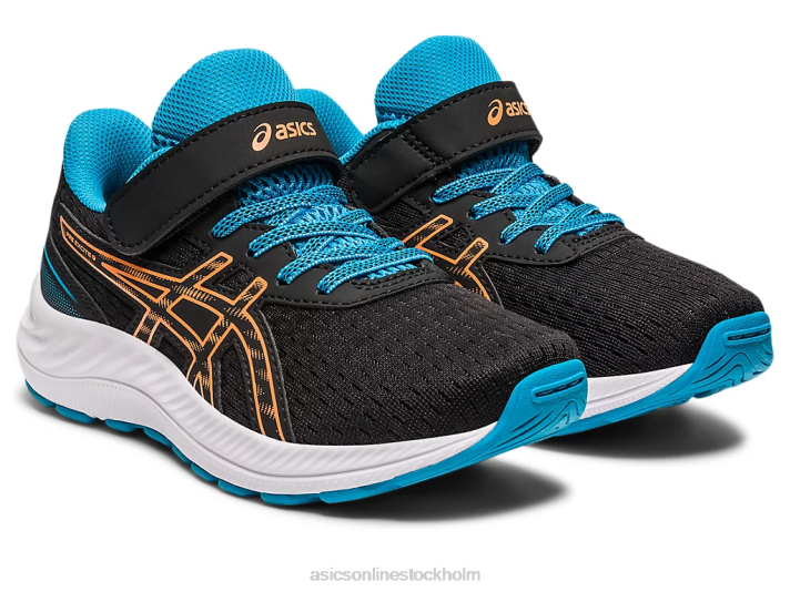 Asics pre excite 9 förskola barn D6D04280 svart/sol persika
