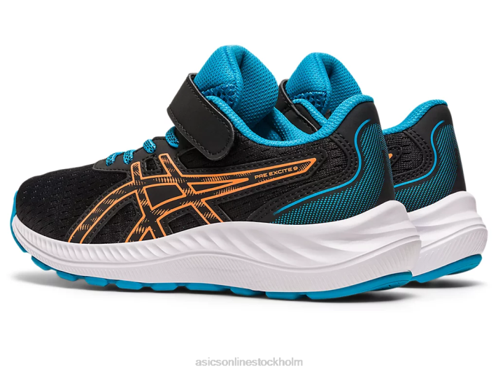 Asics pre excite 9 förskola barn D6D04280 svart/sol persika