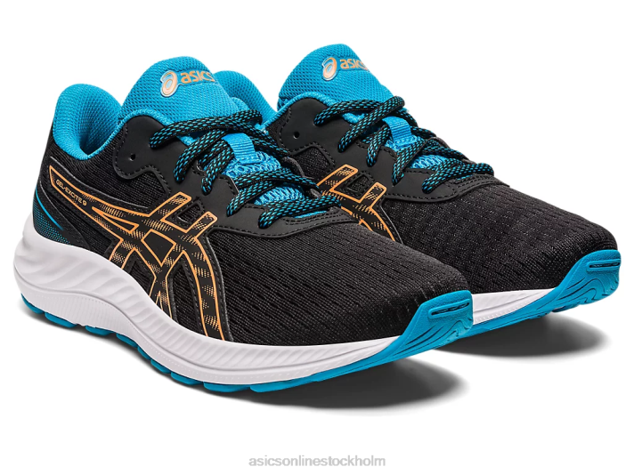 Asics gel-excite 9 årskurs barn D6D04307 svart/sol persika