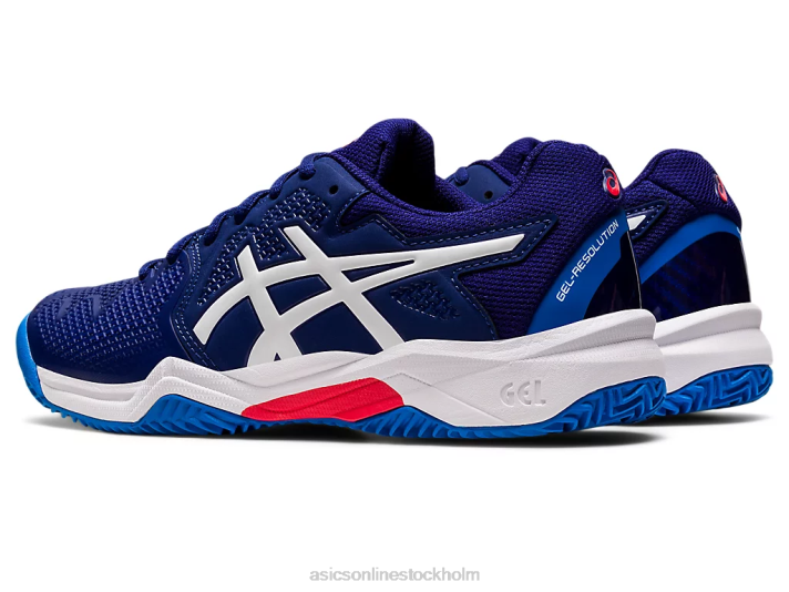 Asics gel-upplösning 8 clay grundskola barn D6D04430 dyk blå/vit