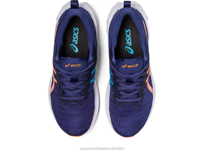 Asics novablast 2 grundskola barn D6D04277 indigo blå/sol persika