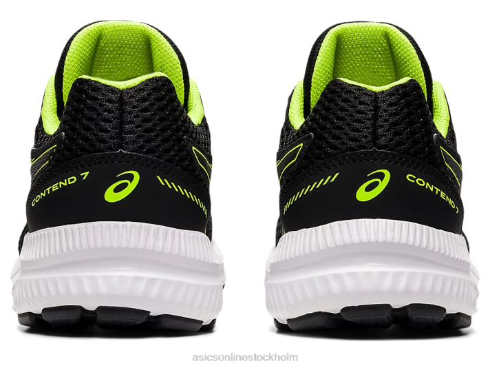 Asics tävla 7 klass skolan barn D6D04486 svart/farlig grön