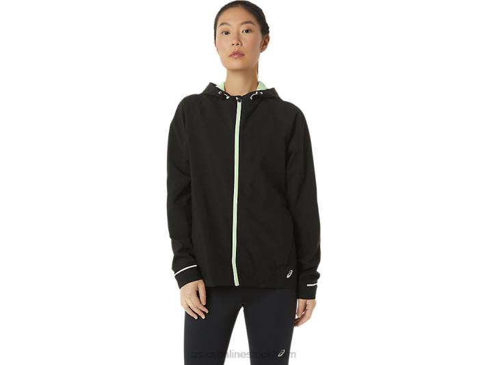 Asics vattentät jacka kvinnor D6D02168 prestanda svart/viskgrönt
