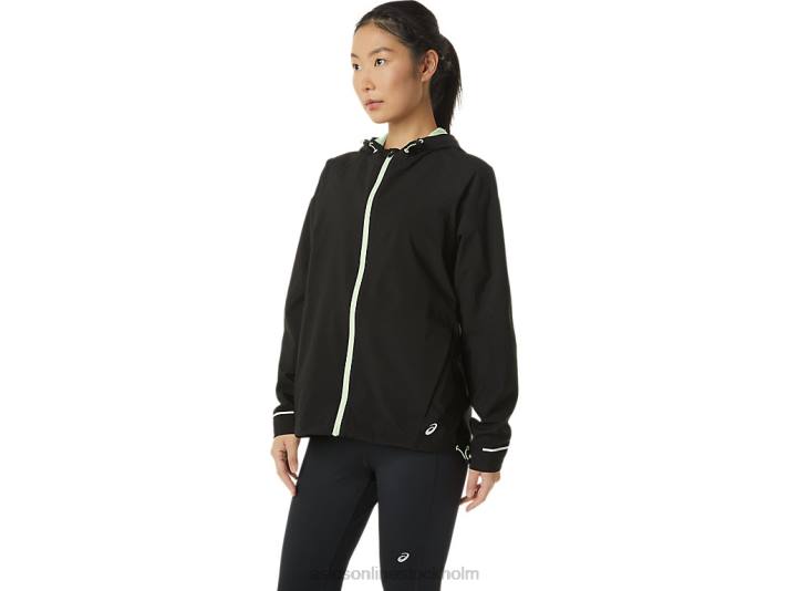 Asics vattentät jacka kvinnor D6D02168 prestanda svart/viskgrönt