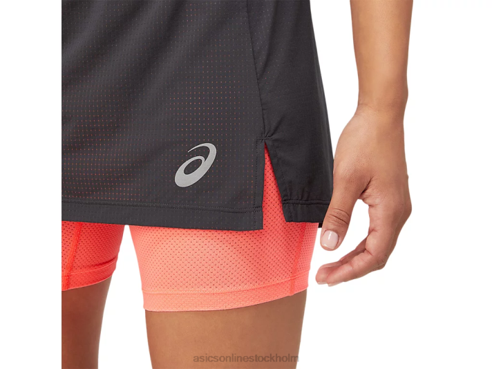 Asics fujitrail skort kvinnor D6D03845 grafitgrå/flammande korall