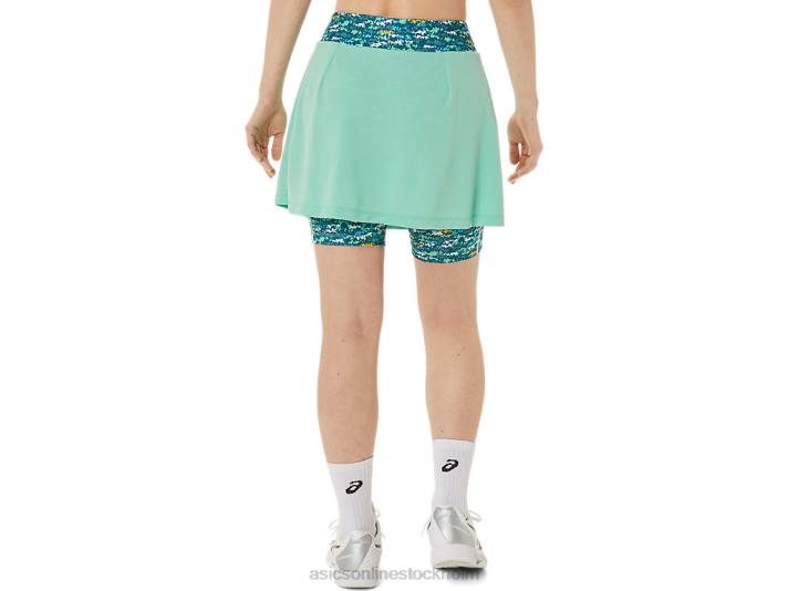 Asics ny stark 92 skort kvinnor D6D03057 seafoam/tennis japan borstat aop