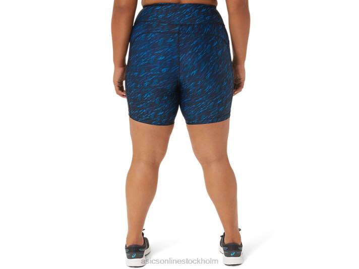 Asics pr lyte 5in run short med fickor kvinnor D6D03299 nattskugga/lake drive print