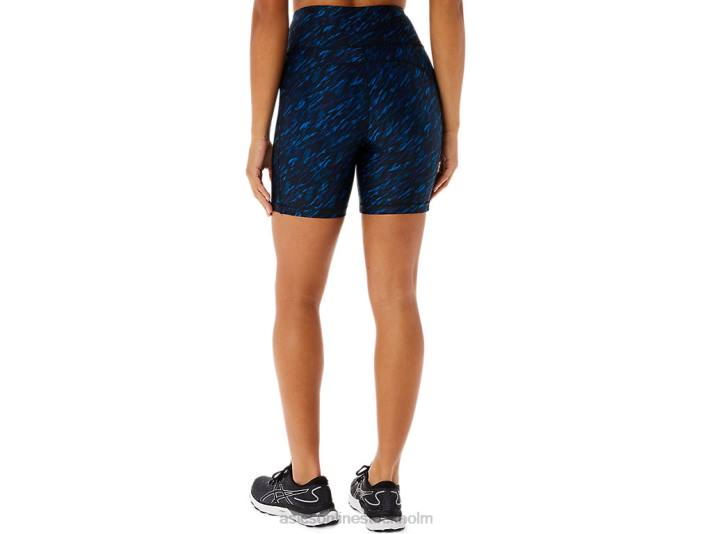 Asics pr lyte 5in run short med fickor kvinnor D6D03299 nattskugga/lake drive print