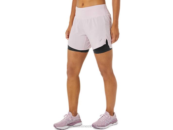 Asics väg 2-n-1 5,5 i korthet kvinnor D6D03487 knappt rosa/performance svart