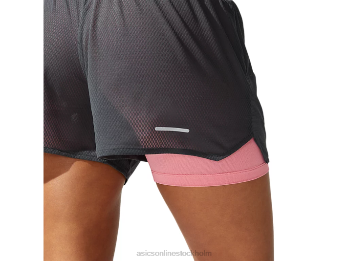 Asics ventilera 2-n-1 3,5in kort kvinnor D6D03975 grafitgrå/persika kronblad