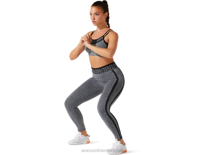 Asics beskuren logotyp sömlös bh kvinnor D6D03928 prestanda svart/grafitgrå