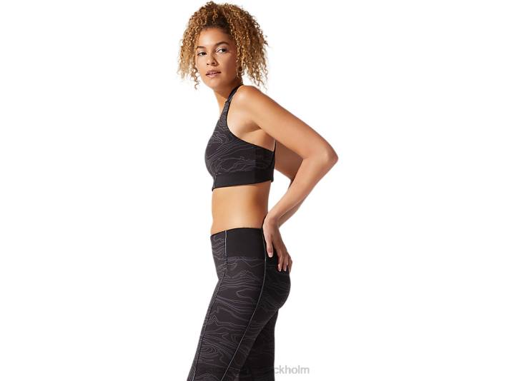 Asics grafisk bh med passpoaler kvinnor D6D04022 prestanda svart/bärgrå