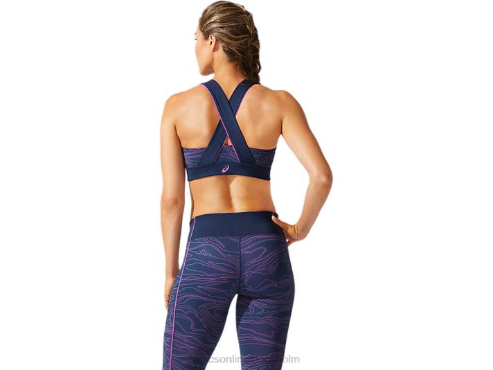 Asics grafisk bh med passpoaler kvinnor D6D04055 fransk blå/digital druva