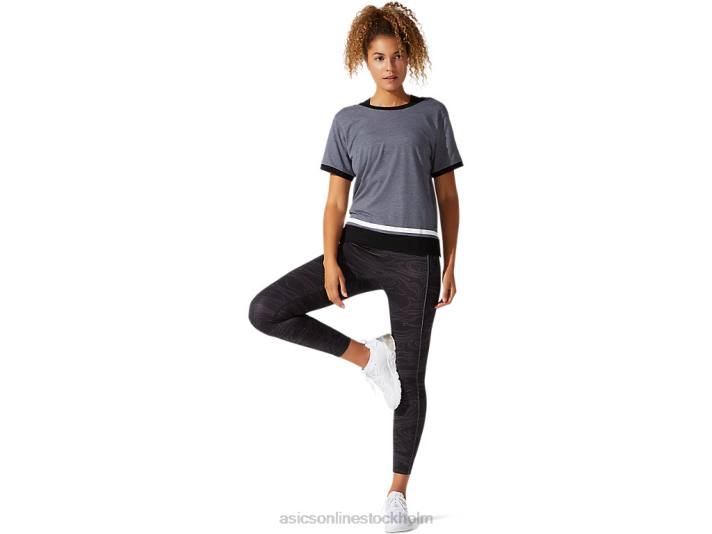 Asics färgblock kortärmad topp kvinnor D6D04077 bärargrå ljung