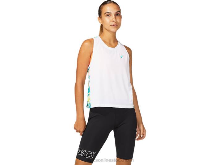 Asics färginsprutningstank kvinnor D6D03967 lysande vit/baltisk juvel