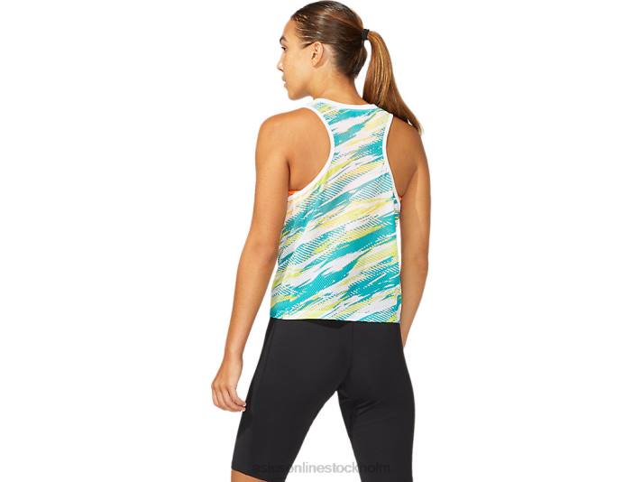 Asics färginsprutningstank kvinnor D6D03967 lysande vit/baltisk juvel