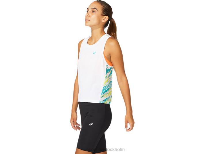 Asics färginsprutningstank kvinnor D6D03967 lysande vit/baltisk juvel