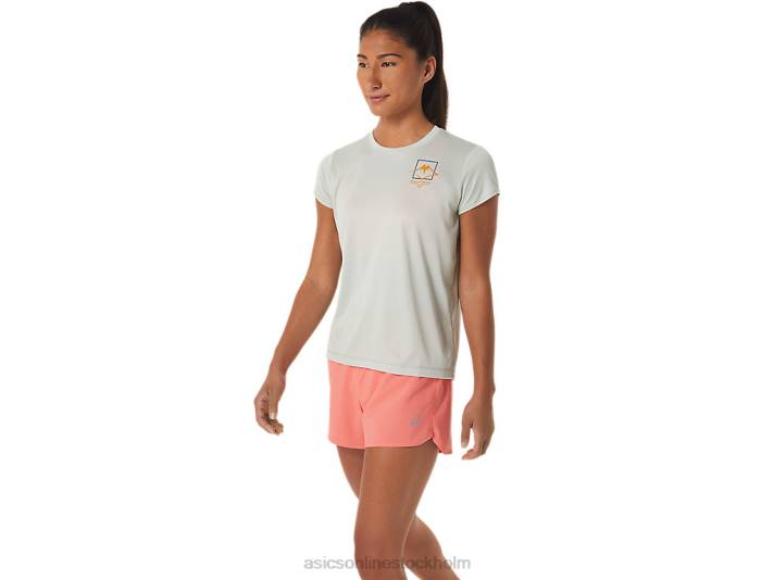 Asics fujitrail-logotyp kortärmad topp kvinnor D6D02510 lätt salvia