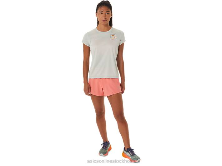 Asics fujitrail-logotyp kortärmad topp kvinnor D6D02510 lätt salvia