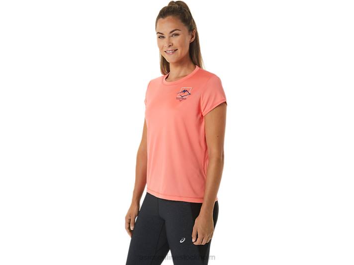 Asics fujitrail-logotyp kortärmad topp kvinnor D6D02563 papaya