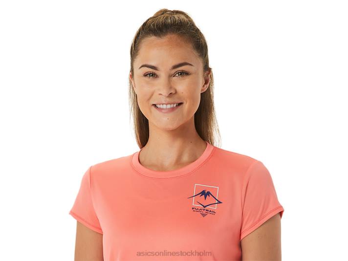 Asics fujitrail-logotyp kortärmad topp kvinnor D6D02563 papaya