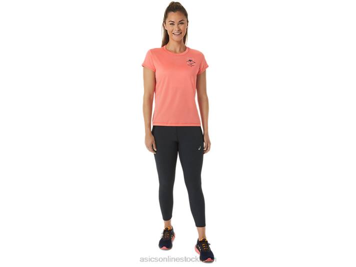 Asics fujitrail-logotyp kortärmad topp kvinnor D6D02563 papaya