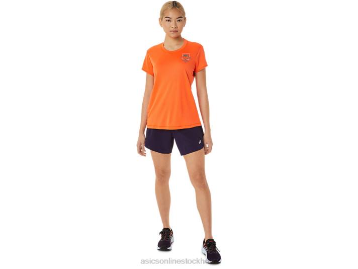 Asics fujitrail-logotyp kortärmad topp kvinnor D6D03075 nova orange