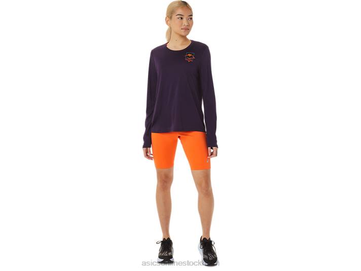 Asics fujitrail-logotyp långärmad topp kvinnor D6D03033 nattskugga