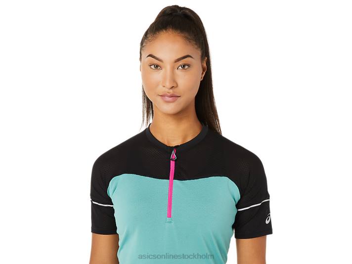 Asics fujitrail topp kvinnor D6D03401 salvia/performance svart