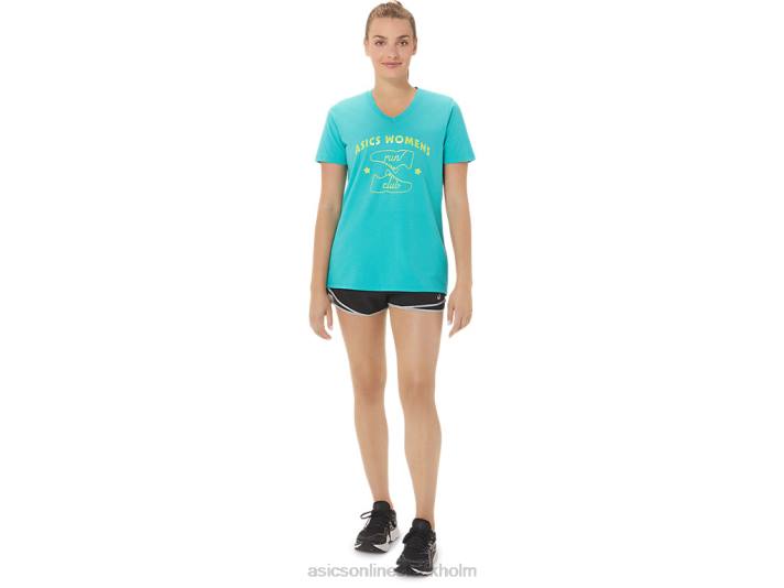 Asics kör klubb v-ringad kvinnor D6D02989 havsglas