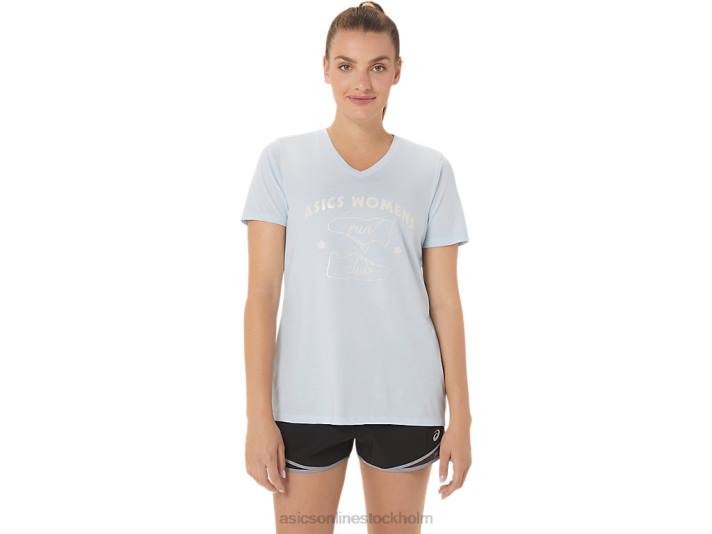 Asics kör klubb v-ringad kvinnor D6D03066 mjuk himmel