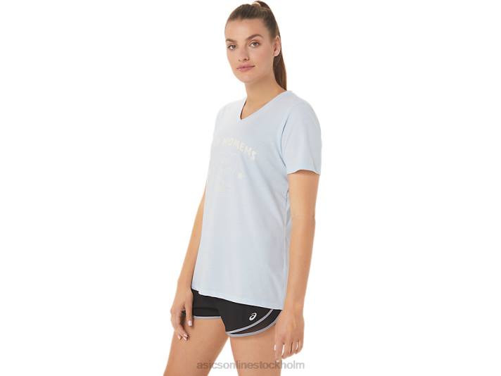 Asics kör klubb v-ringad kvinnor D6D03066 mjuk himmel