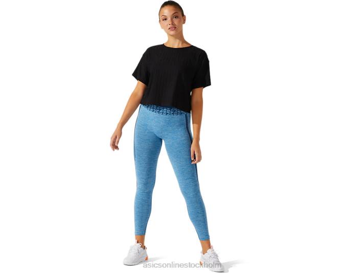 Asics kortärmad jacquard-logotyp kvinnor D6D03963 prestanda svart