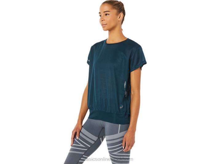 Asics kortärmad topp med öppen rygg kvinnor D6D03363 fransk blå