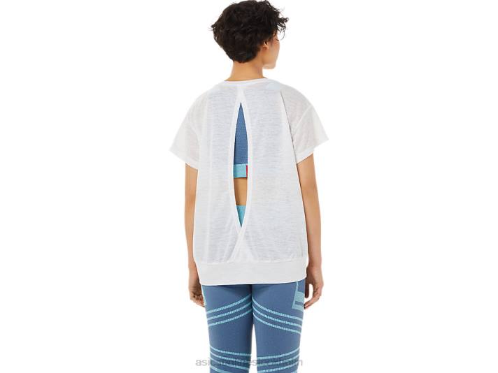 Asics kortärmad topp med öppen rygg kvinnor D6D03374 lysande vit