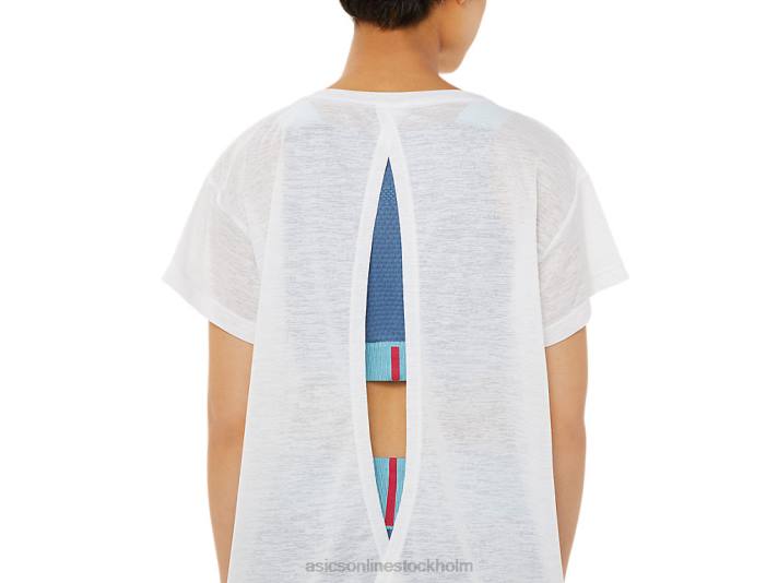 Asics kortärmad topp med öppen rygg kvinnor D6D03374 lysande vit
