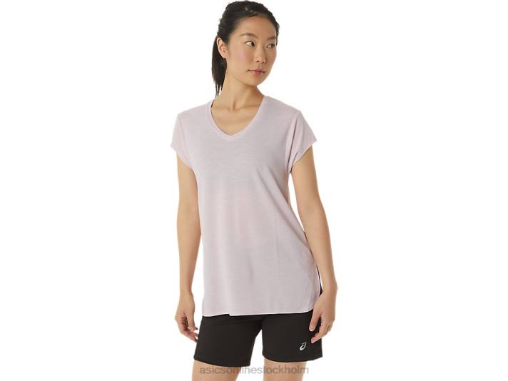 Asics ljung vneck topp kvinnor D6D02746 knappt rosenljung
