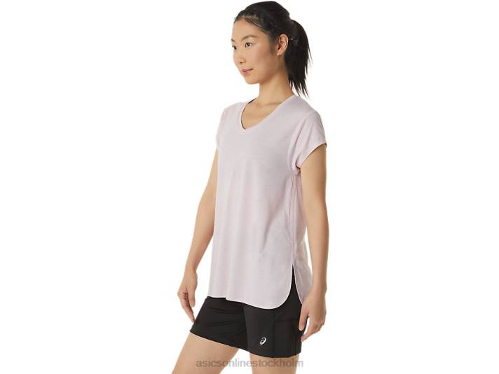 Asics ljung vneck topp kvinnor D6D02746 knappt rosenljung