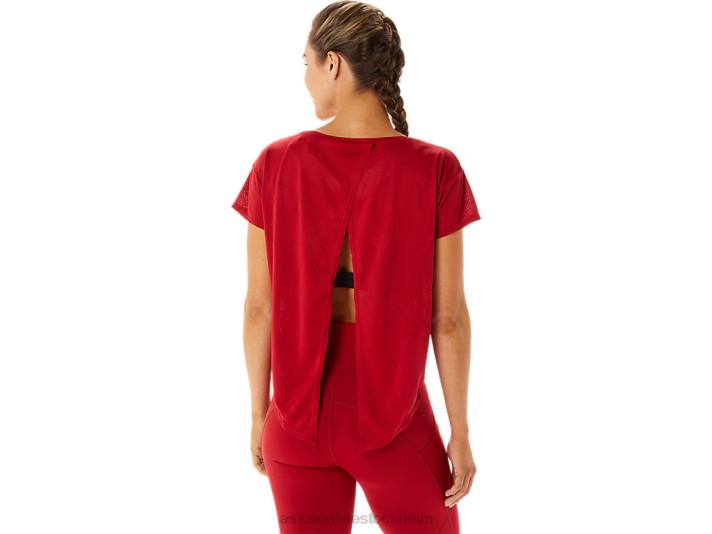 Asics movekoyo jacquard kortärmad topp kvinnor D6D02800 tranbär