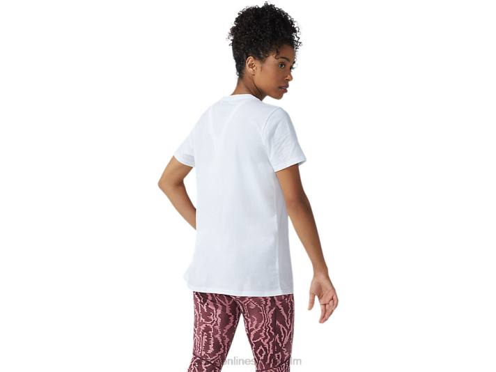 Asics ny stark 92 grafisk t-shirt kvinnor D6D03782 lysande vit/flammande korall