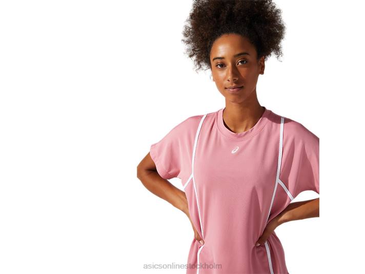 Asics ny stark 92 kortärmad topp kvinnor D6D03817 smokey rose/briljant vit
