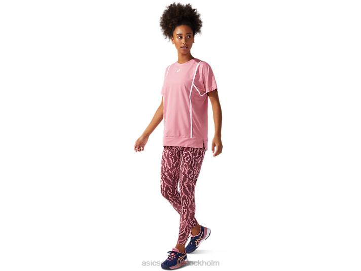 Asics ny stark 92 kortärmad topp kvinnor D6D03817 smokey rose/briljant vit