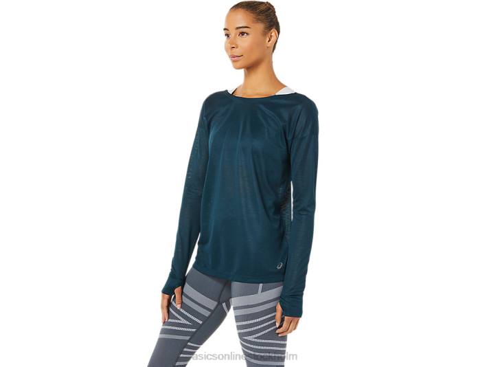 Asics öppen rygg långärmad topp kvinnor D6D03378 fransk blå