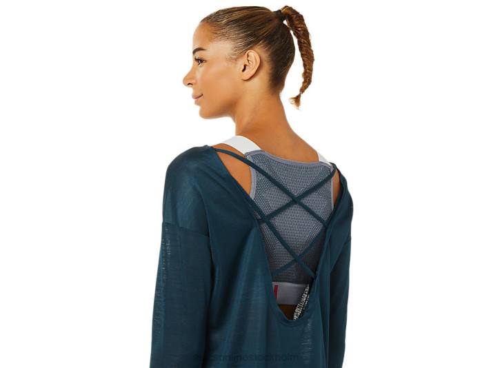 Asics öppen rygg långärmad topp kvinnor D6D03378 fransk blå