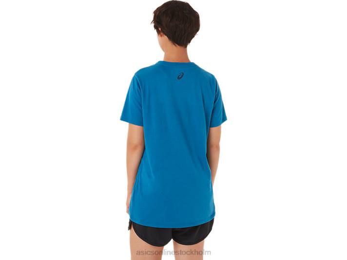 Asics ränder v-ringad kvinnor D6D03420 återfödd blå