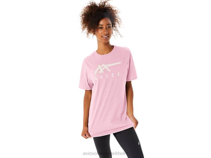 Asics randig kortärmad t-shirt kvinnor D6D073 rosa salt