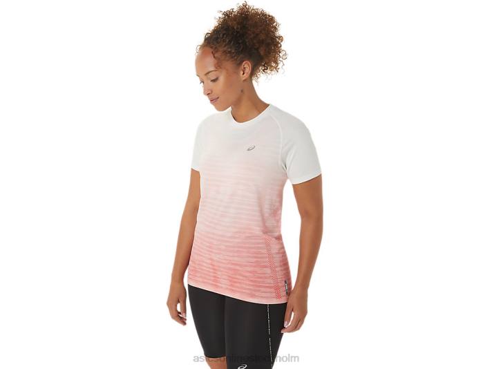 Asics sömlös kortärmad topp kvinnor D6D02441 grädde/papaja