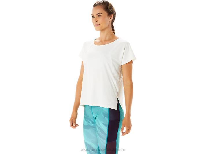 Asics sido slits kortärmad topp kvinnor D6D02941 grädde