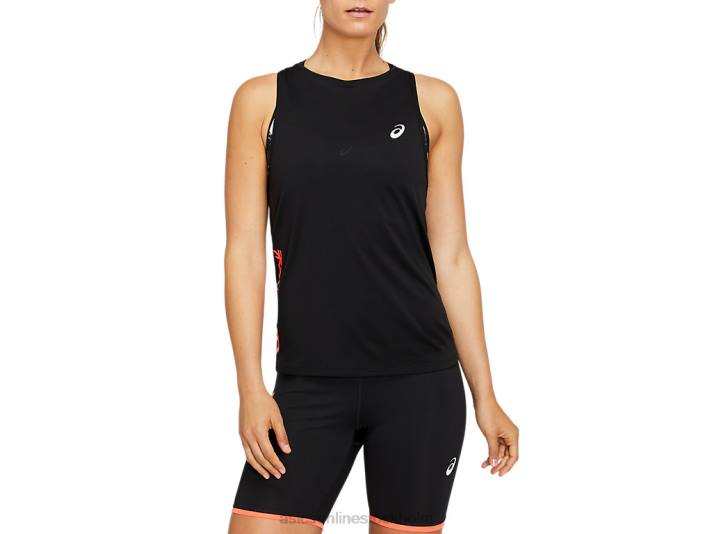 Asics framtida tokyo tank kvinnor D6D04130 prestanda svart/soluppgångsröd